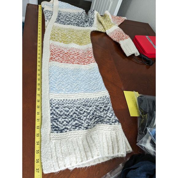 Universal Thread Wool Blend Long Cardigan S Multicolored Stripe Open Front Layer - Picture 7 of 8